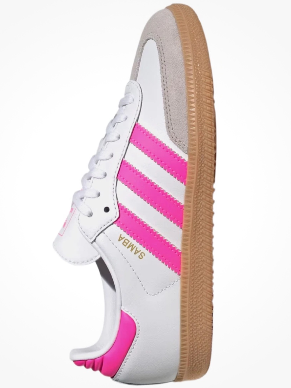 adidas Womens Samba OG Sneakers - White & Bright Pink Size Runs like a 7.5-NIB